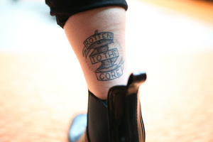 Karl Brecher's tattoo is on her ankle, inspired by both a song by the band Basement and New York City. 