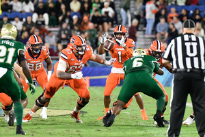 LeQuint Allen Jr. was held to zero rushing yards in Syracuse's blowout loss to USF in the Boca Raton Bowl. 