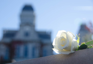 Thirty-five roses were placed on the Remembrance wall during the ceremony on Friday afternoon. Thirty-three were white to represent the SU students affected, and two yellow roses were placed to represent the 11 victims from Lockerbie, Scotland. 