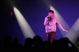 Rapper MC Jin spoke and performed at Schine Underground on Sunday night.